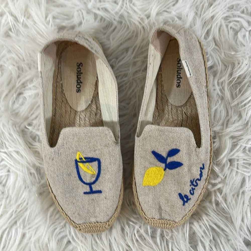 Soludos Limoncello Smoking Slipper Slip On Espadrille Size 5